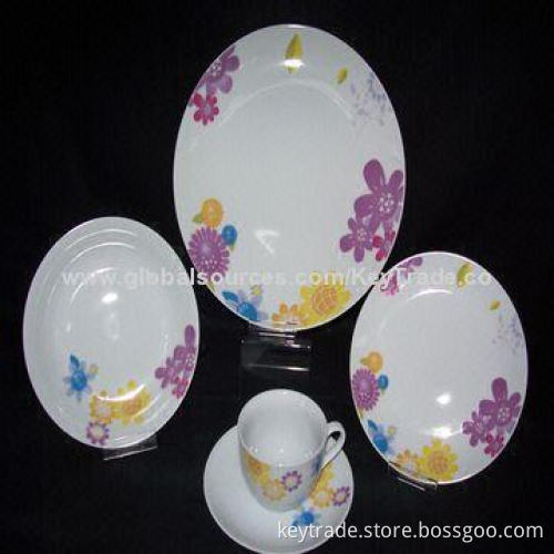 Fine Porcelain 20-piece Dinner Set in Rim-shape with Decal, Customized Designs Welcomed